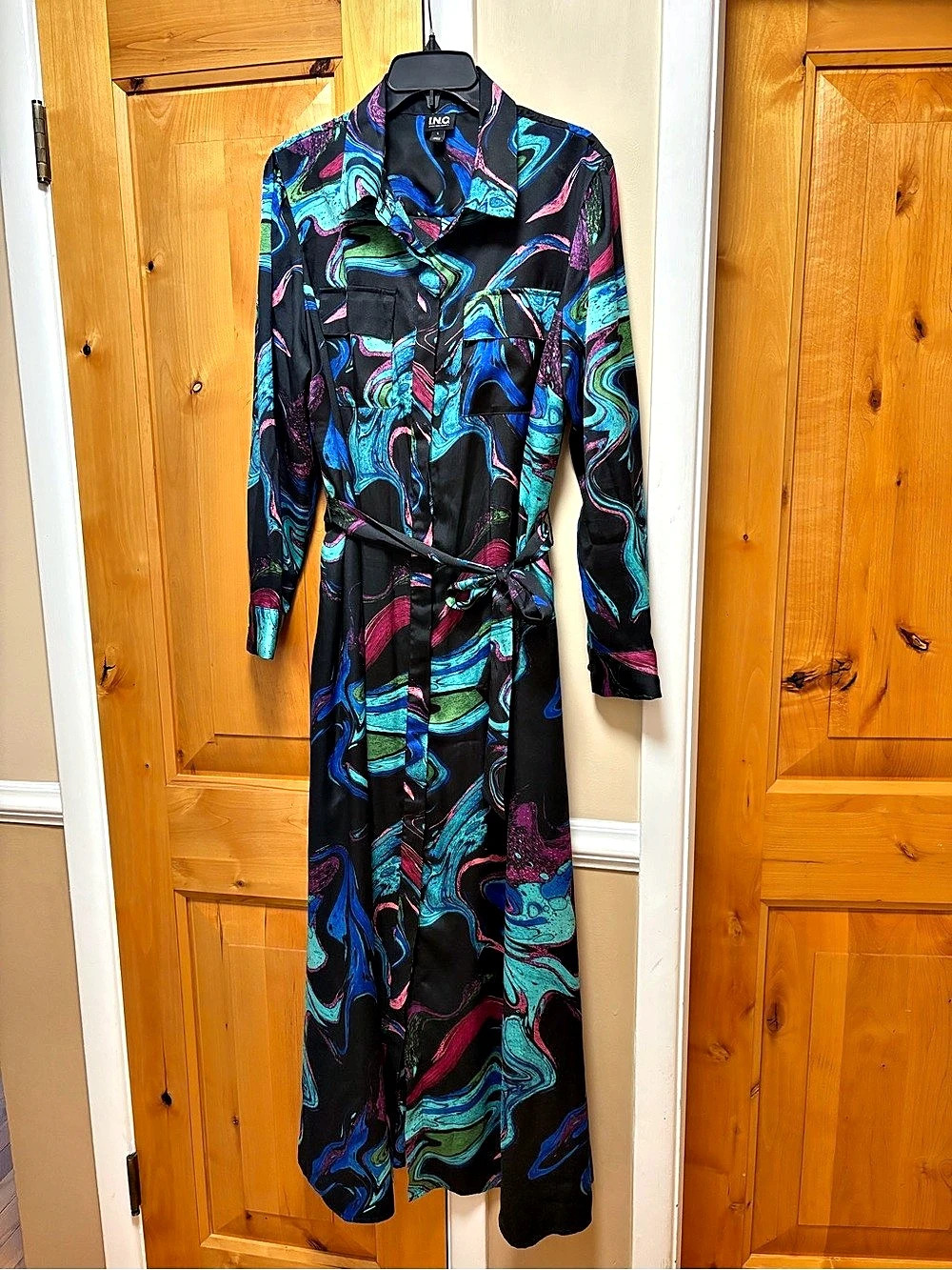 INC Abstract Print Maxi Dress Size Large Like New